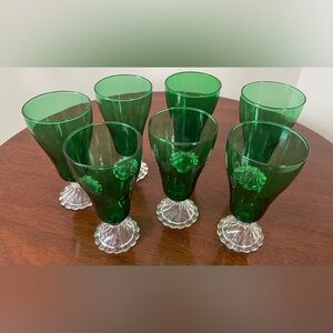 Set of 7 Vintage 50's Anchor Hocking Burple Boopie 8 Oz Footed Tea Glasses